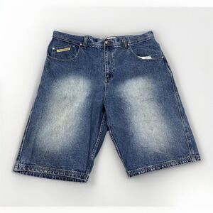 Brooklyn Express Men Size 42 Denim Shorts Baggy Blue Cotton